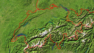 Switzerland Satellite + Borders 800x450